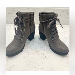 MIA Gray Heeled Lace-Up Boots